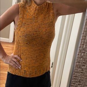 Anthropologie Mustard High Neck Sweater Tank